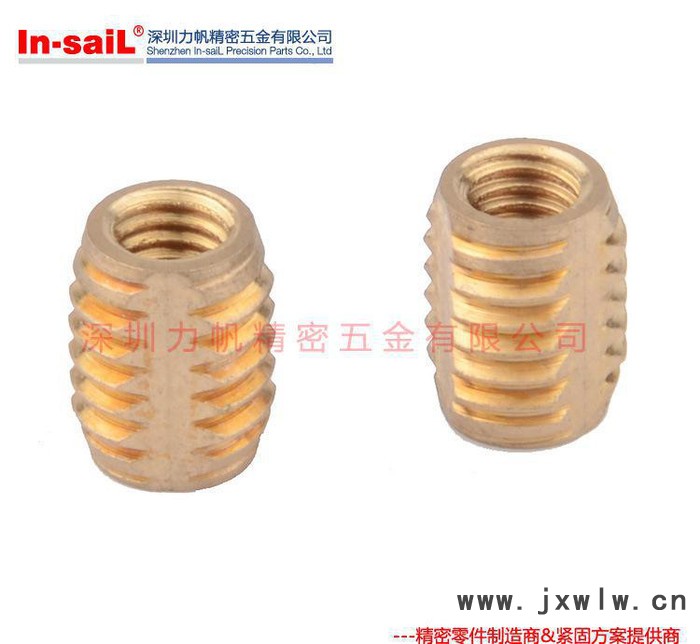 自攻埋植銅螺母/外刃切削銅鑲嵌件 定制加工黃銅預(yù)埋件 M4M5M6M8