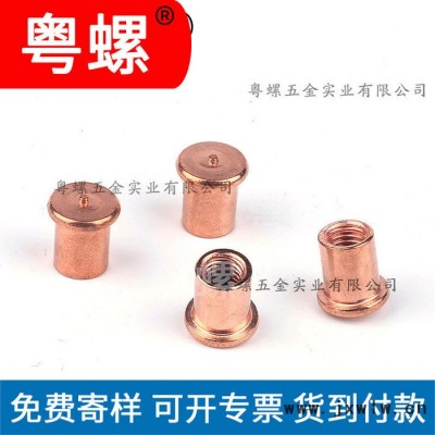 鍍紫銅焊接螺母 點(diǎn)焊螺母 佛山焊接螺母柱內(nèi)螺紋焊接螺絲 定制螺帽