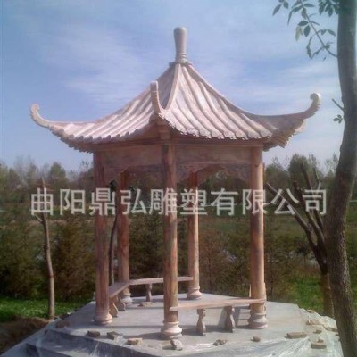 特價亭子 晚霞紅六角亭 漢白玉石雕涼亭走廊曲陽雕刻直銷