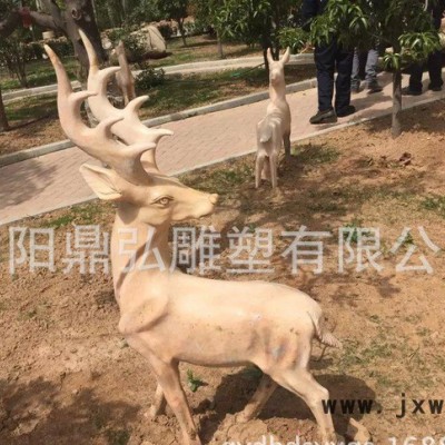 石雕 晚霞紅小鹿 漢白玉石鹿  鶴鹿同春雕塑 園林景觀動物雕刻