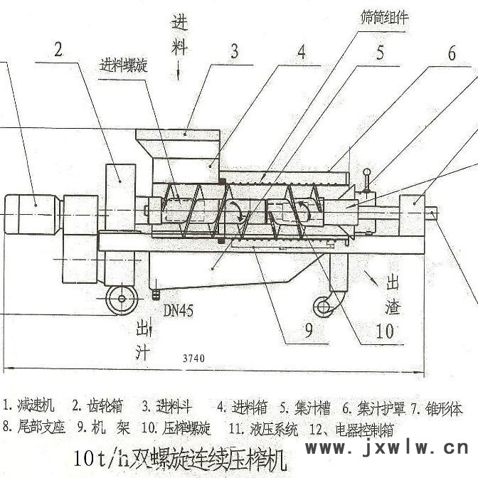 貴州畢節(jié)中草藥渣螺旋壓榨機藥材固液分離設備、藥渣脫水壓榨機