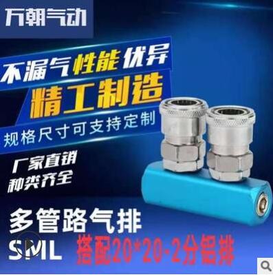 廠家直供快速接頭多管路氣排SML搭配20*20-2分規(guī)格氣路分配器