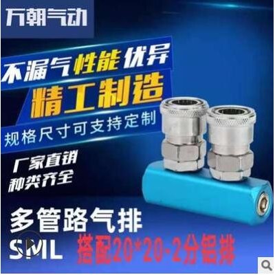 廠家直供快速接頭多管路氣排SML搭配20*20-2分規(guī)格氣路分配器