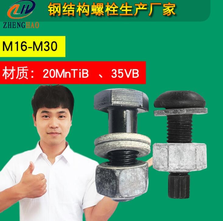 廠家10.9級高強(qiáng)度螺絲連接副M20發(fā)黑緊固連接件 鋼結(jié)構(gòu)大六角螺栓