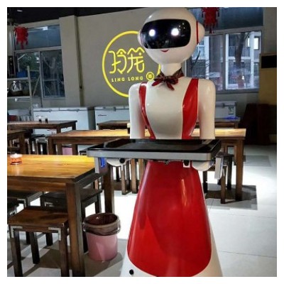 酒店餐廳智能送餐機(jī)器人送菜端菜傳菜跑堂服務(wù)員迎賓國外多語言