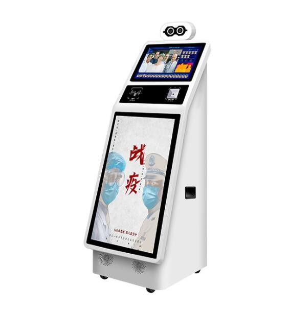 廠家直銷多人測(cè)溫?zé)岢上?智能人臉健康碼識(shí)別 測(cè)溫廣告門崗機(jī)器人
