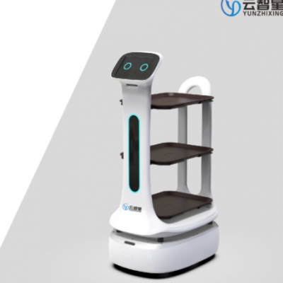 酒店醫(yī)院智能送餐送外賣(mài)機(jī)器人 語(yǔ)音對(duì)話(huà)互動(dòng)自動(dòng)上下電梯機(jī)器人
