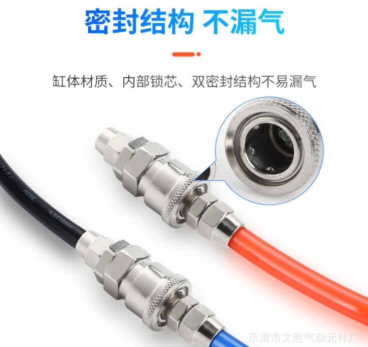 C式自鎖快速接頭氣動空壓機氣泵軟管PU氣管工具吹塵氣槍公母快插
